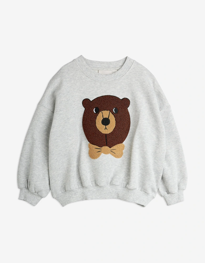 Kids Chenille Bear Sweatshirtin Grey