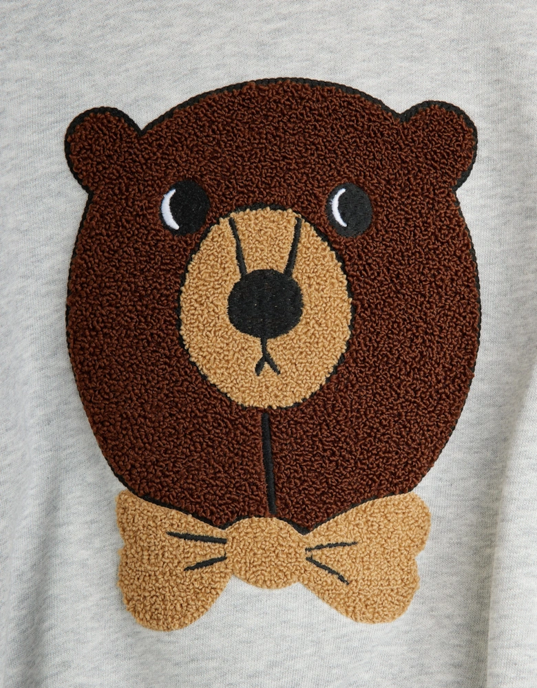 Kids Chenille Bear Sweatshirtin Grey