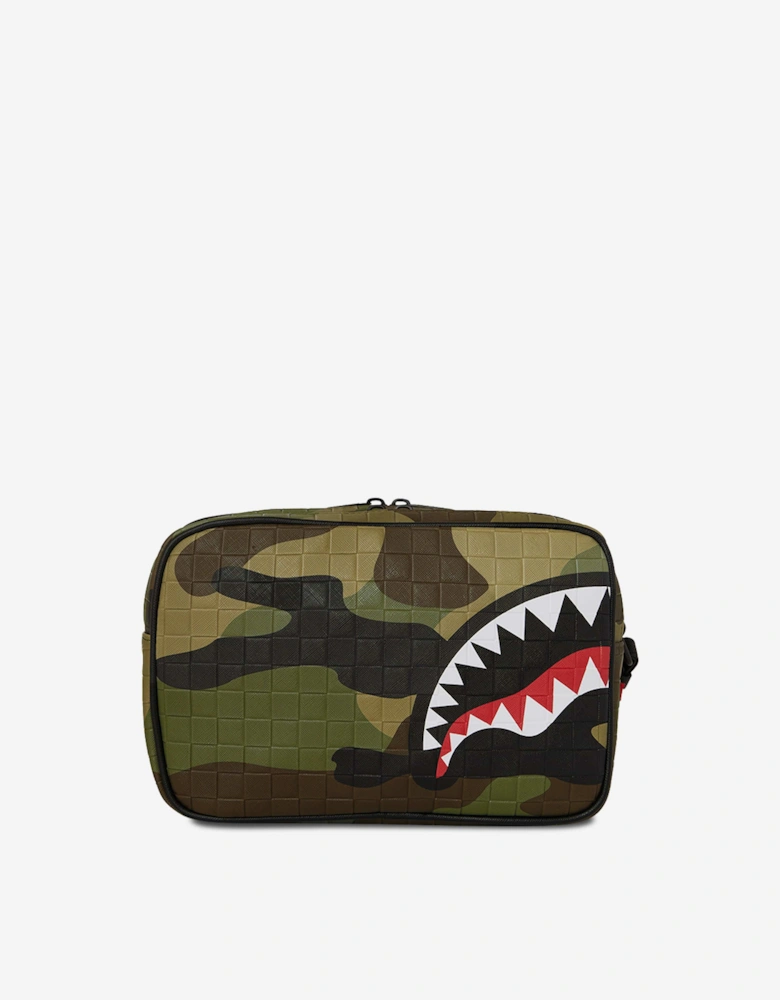 Kids Woodland Camo Check Toiletry Bag in Green (29.21cm)