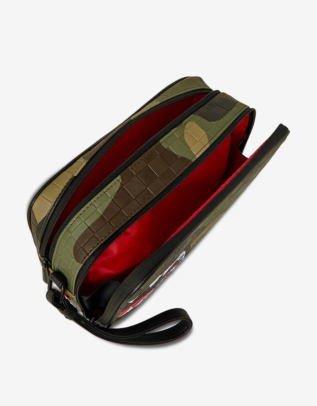 Kids Woodland Camo Check Toiletry Bag in Green (29.21cm)