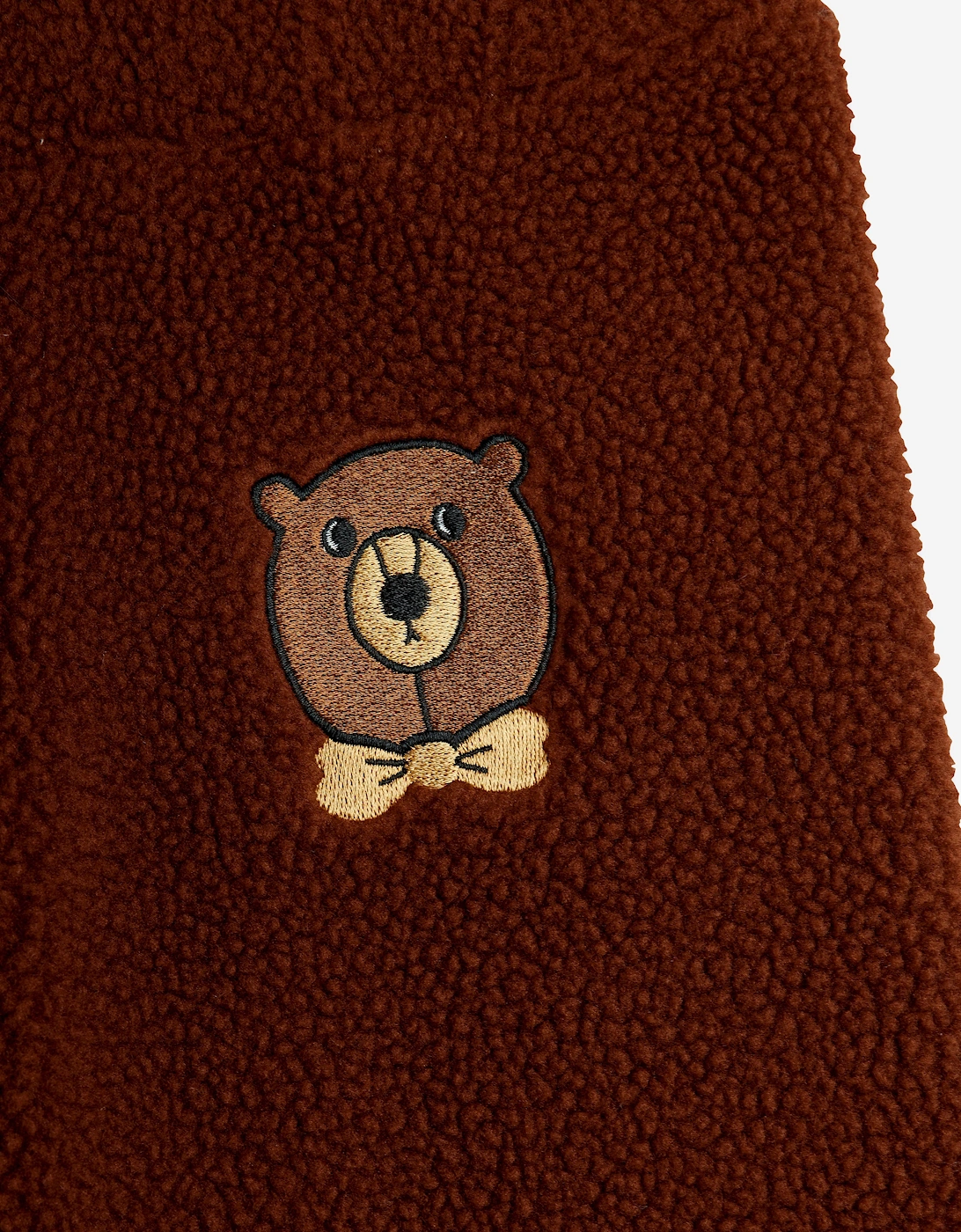Kids Embroidered Bear Pile Trousers in Brown