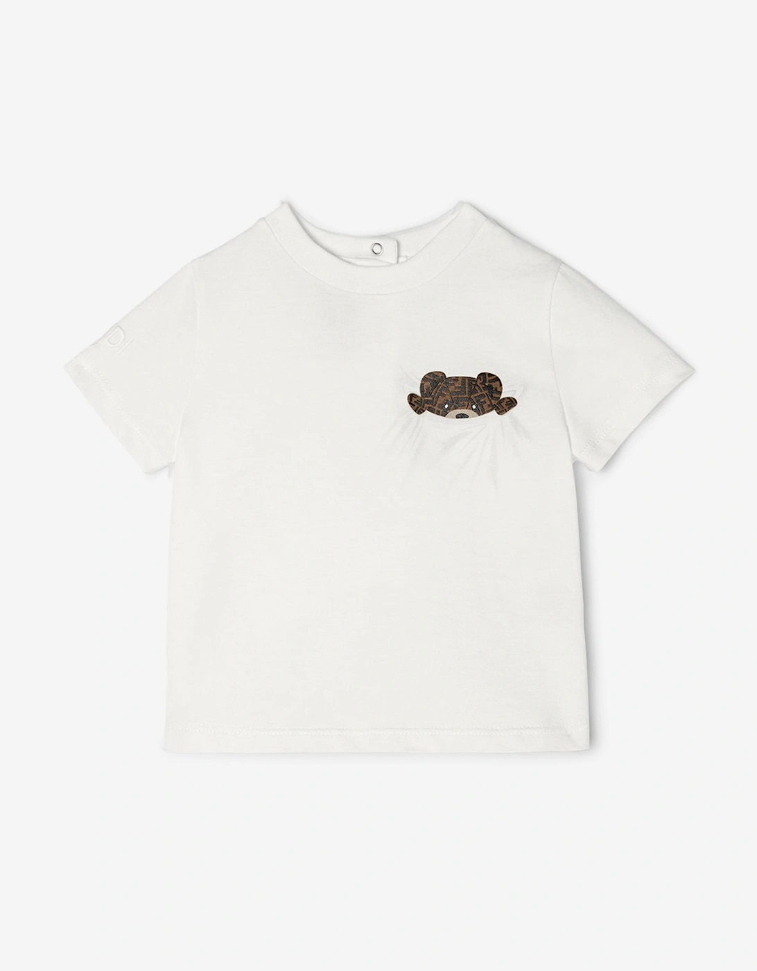 Fendi Girls White Baby  Baby Bear Pocket T-Shirt  - Size 12-18 Months/9-12 Months Kids