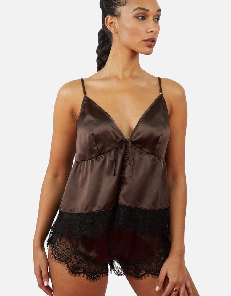 Alaia Chocolate Brown Caged Cami 'Pyjama Top & Shorts'