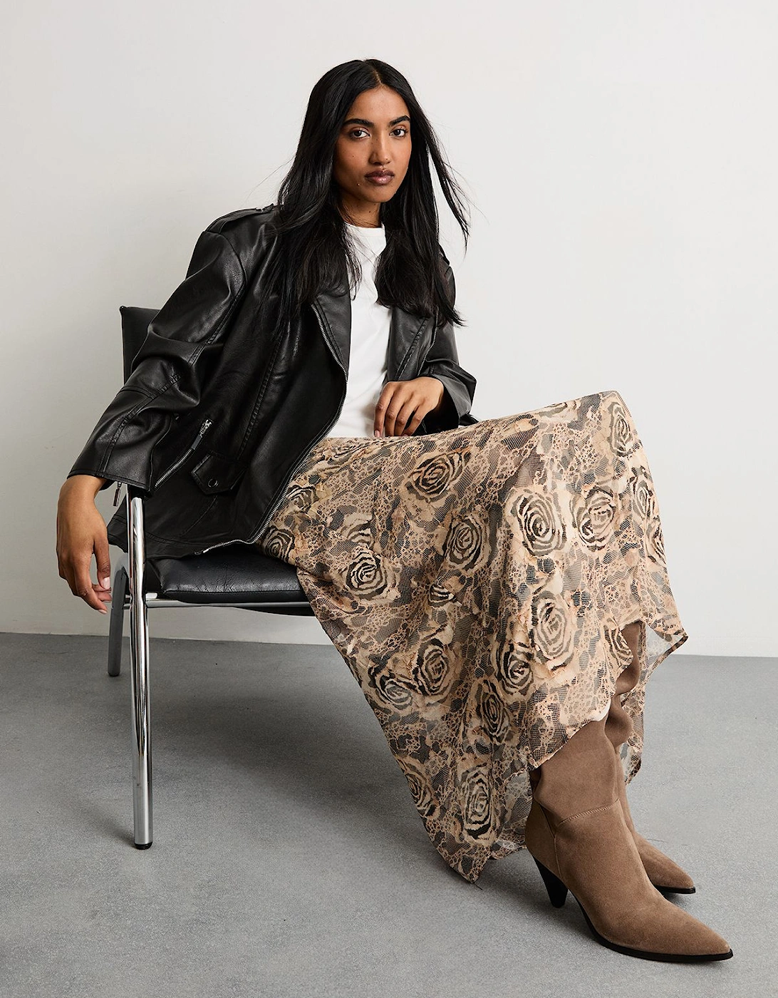 Burnout Chiffon Printed Midaxi Skirt, 2 of 1