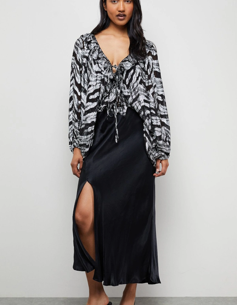 Viscose Metallic Zebra Jacquard Blouse