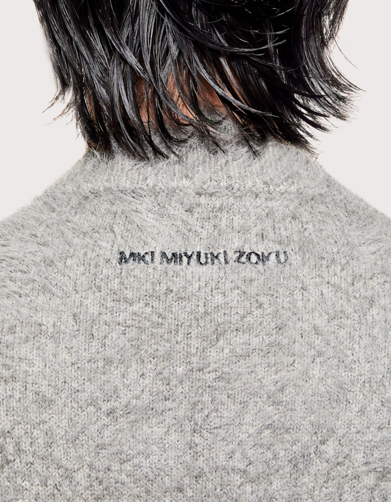 Faux Alpaca Knit Track Jacket