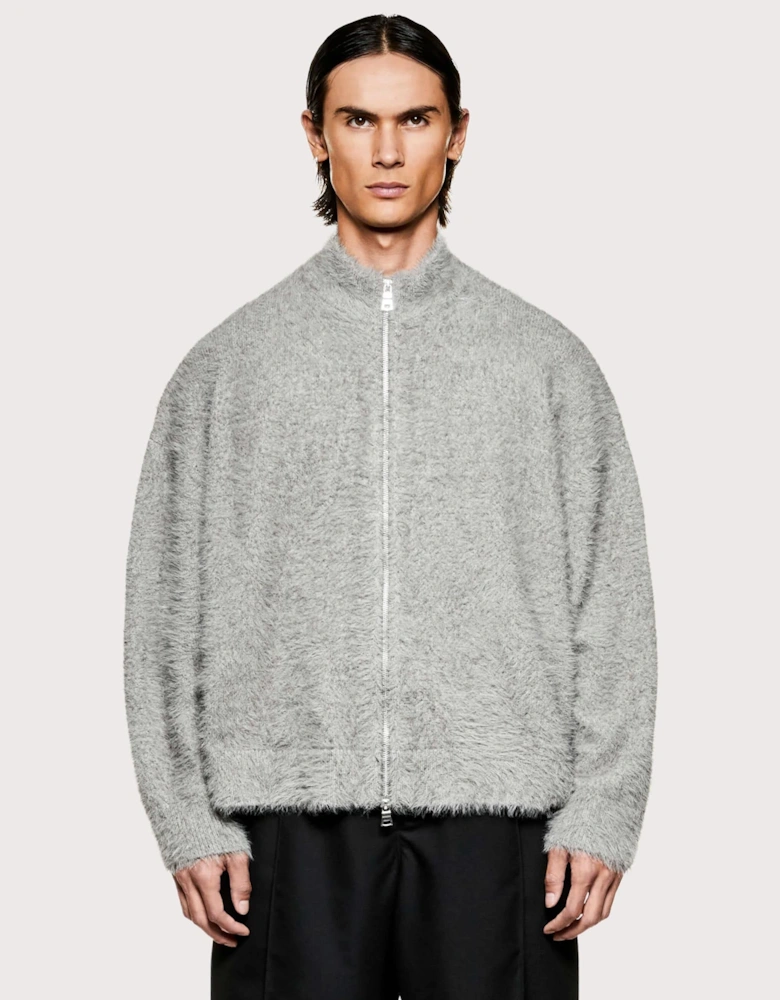 Faux Alpaca Knit Track Jacket