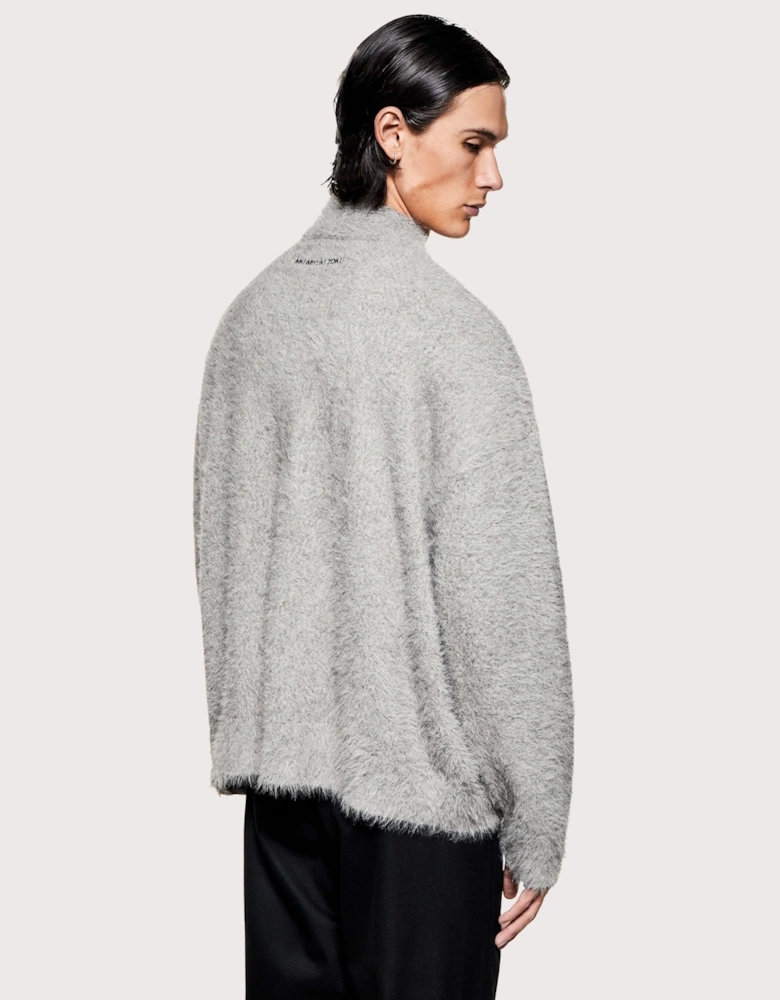 Faux Alpaca Knit Track Jacket