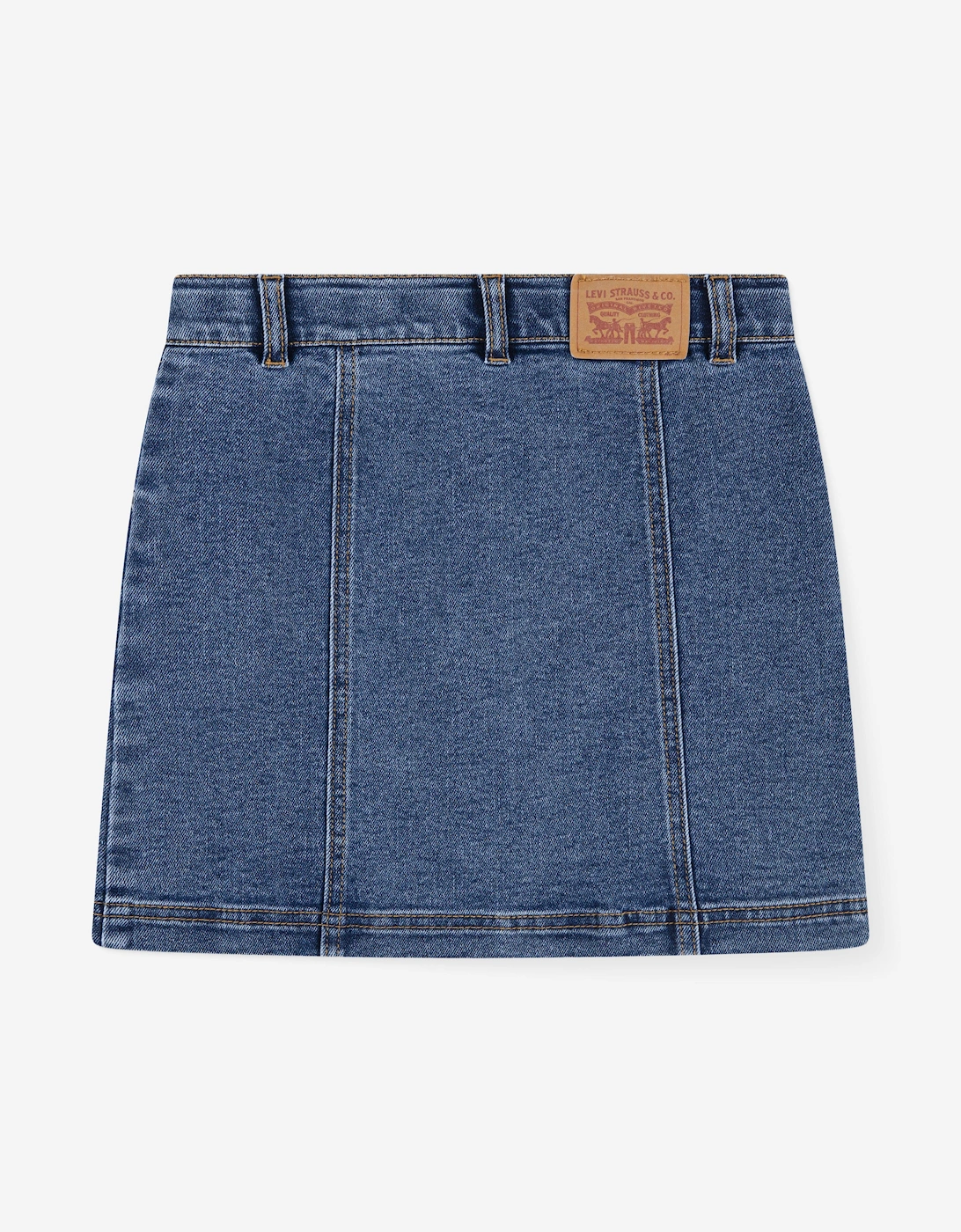 Girls Button Front Denim Skirt in Blue