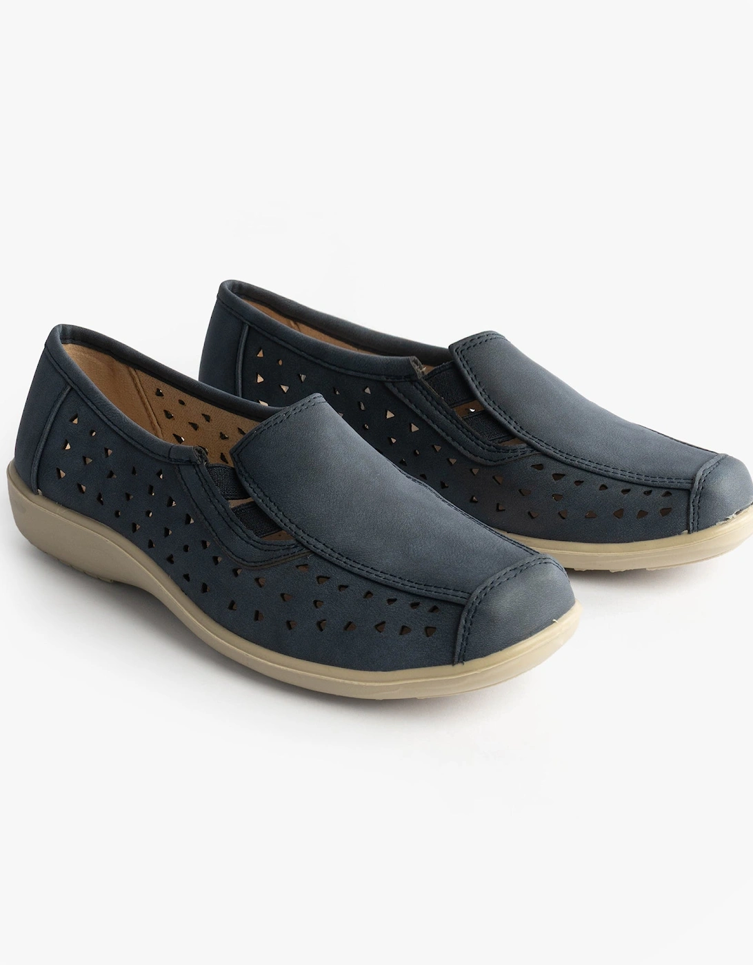 MARSHA Womens Cut-Out Slip-On Shoes Navy Blue