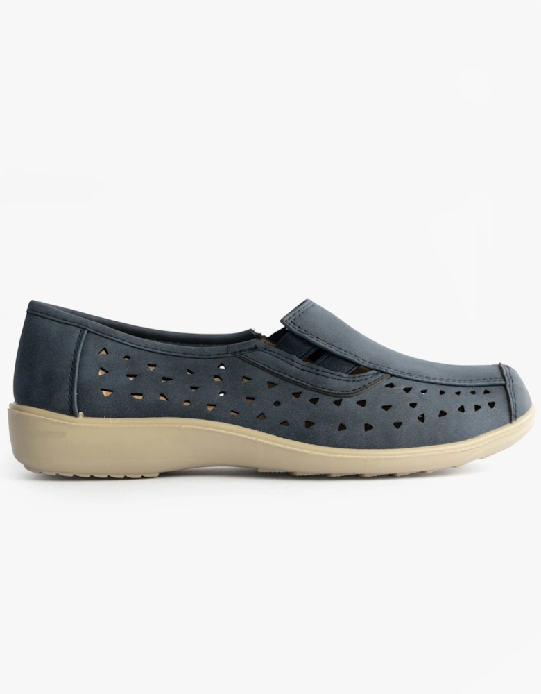 MARSHA Womens Cut-Out Slip-On Shoes Navy Blue