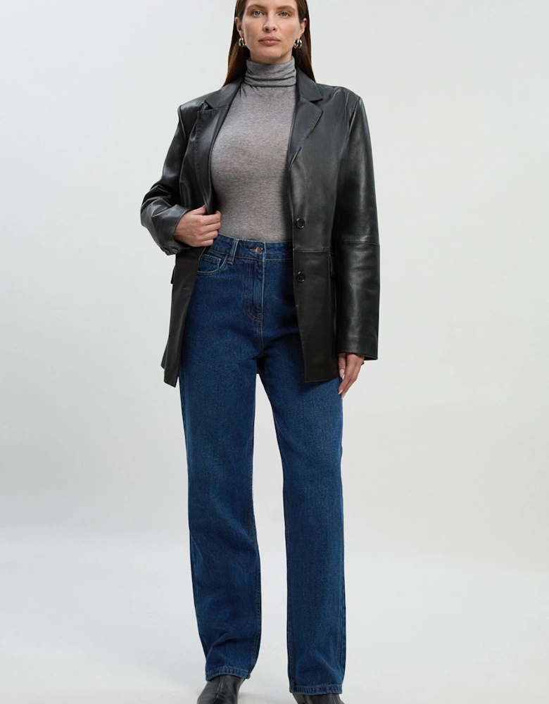 Denim High Waist Straight Leg Jean