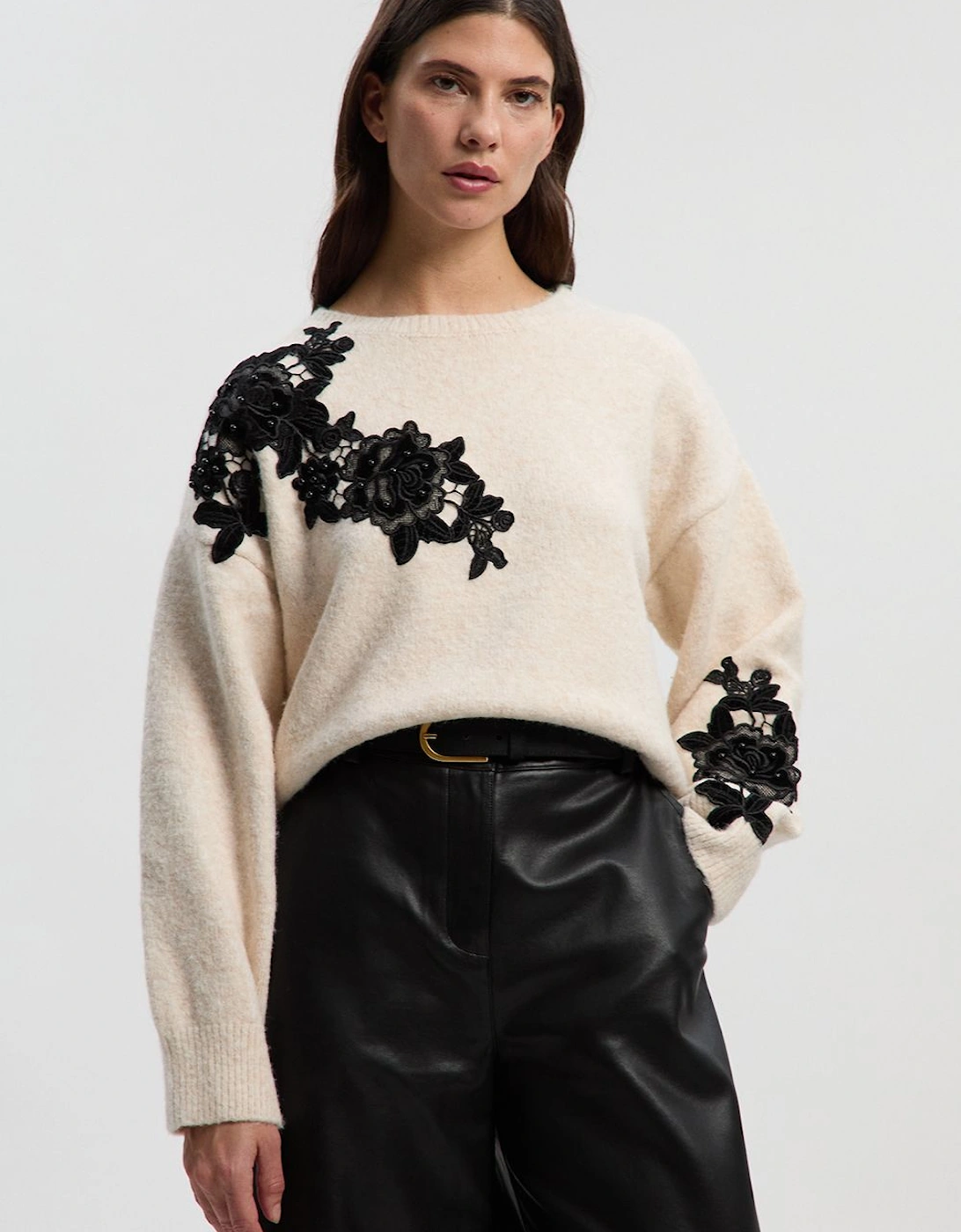 Lace Embellished Cosy Jumper, 2 of 1