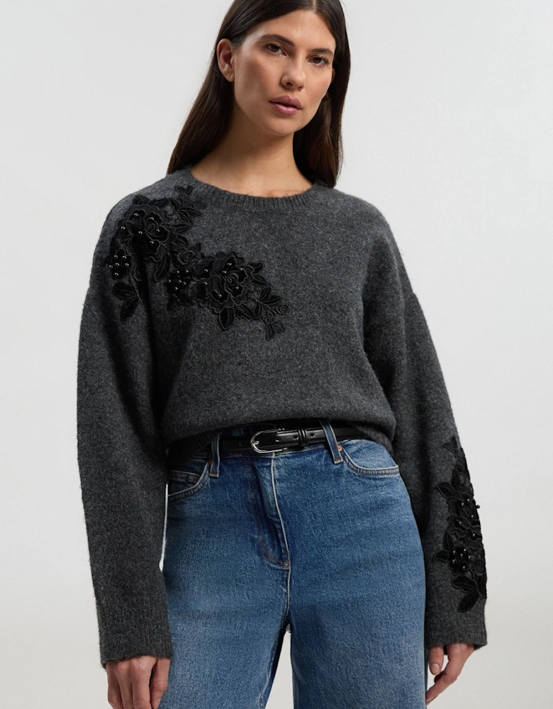 Lace Embellished Cosy Jumper