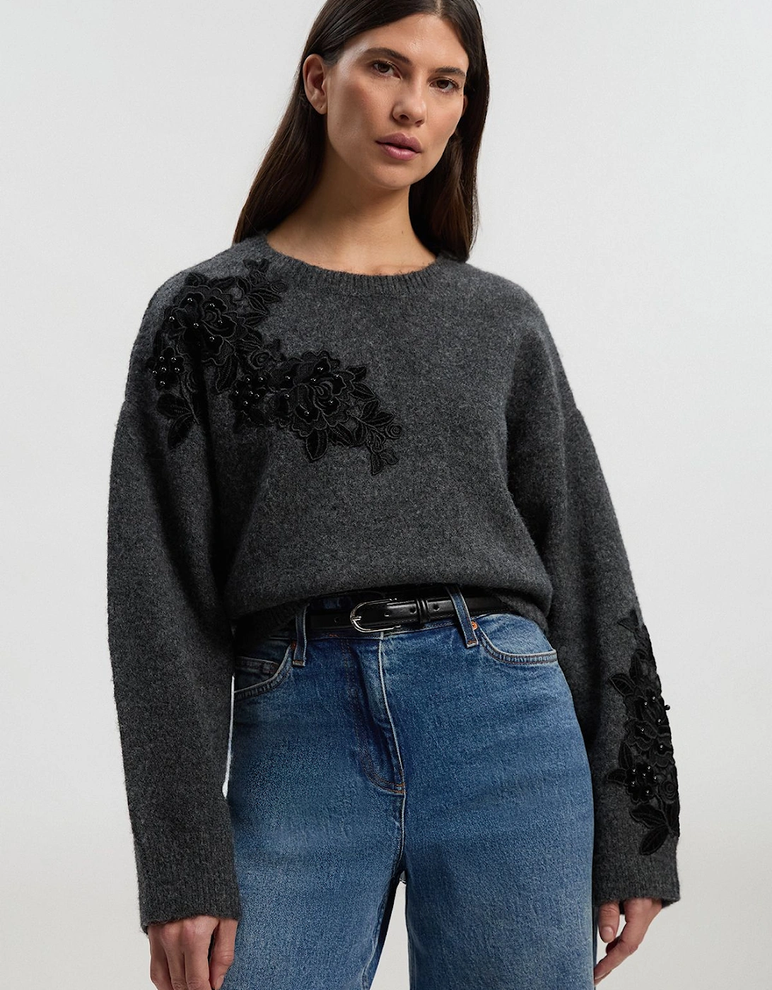 Lace Embellished Cosy Jumper, 2 of 1