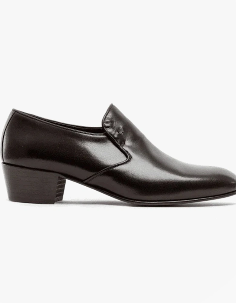 BILBAO Mens Soft Leather Plain Cuban Heel Shoes Dark Brown