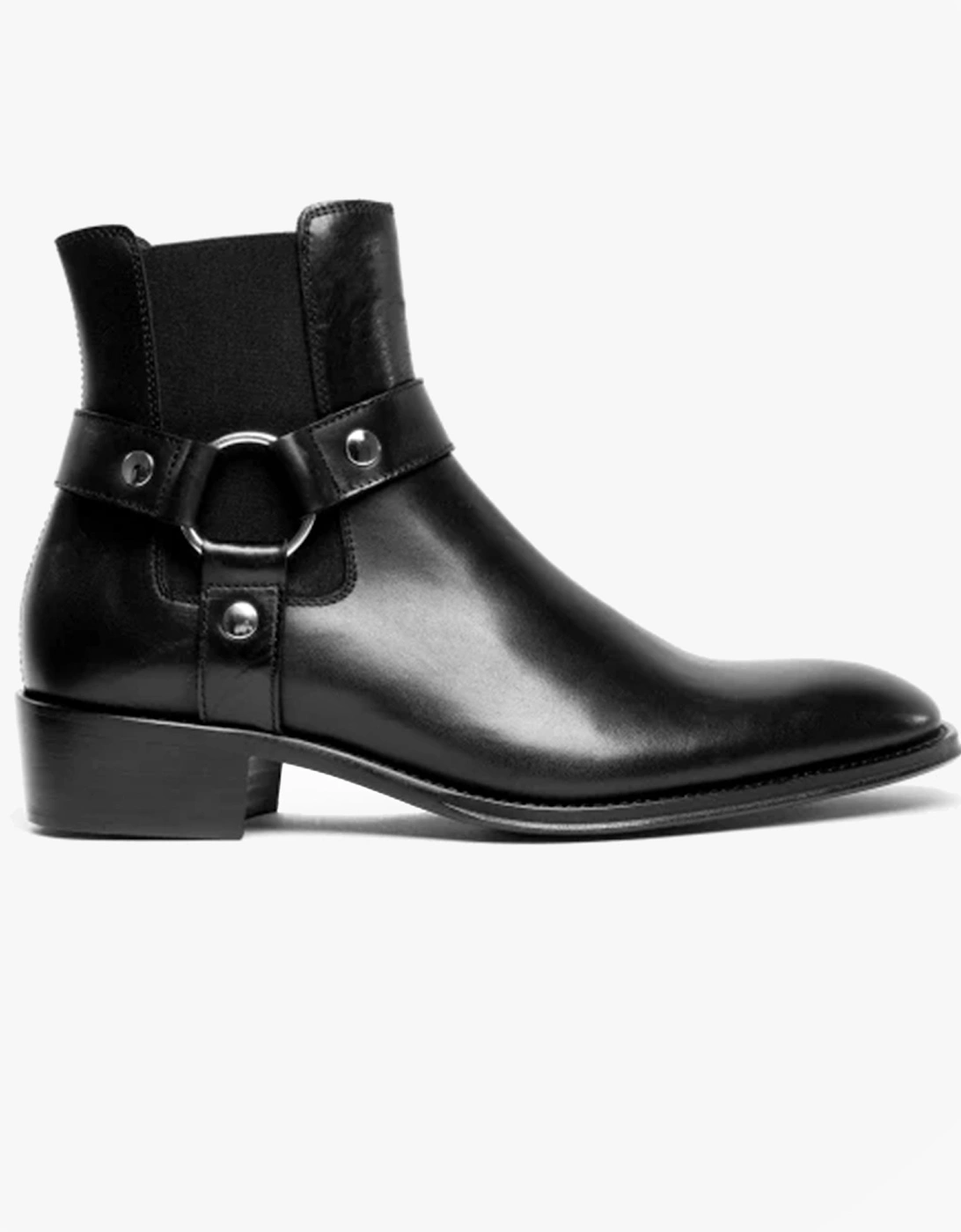 LAMBRO Mens Leather Cuban Heel Boots Black, 12 of 11