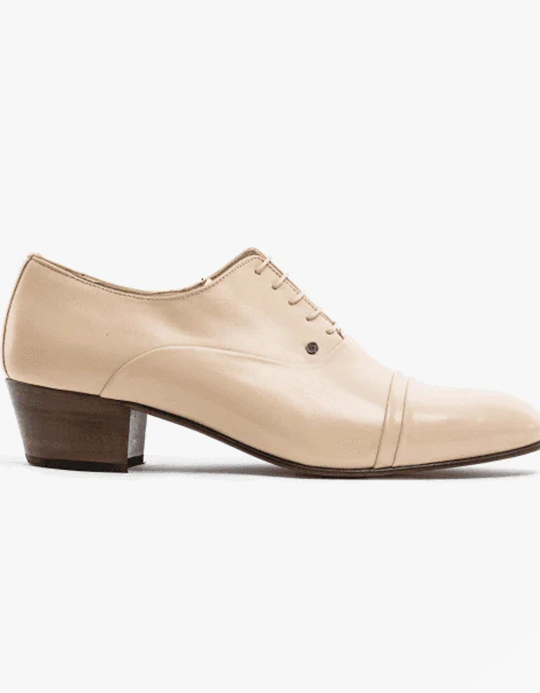 CORDOBA Mens Soft Leather Lace Up Cuban Heel Oxford Shoes Ivory, 10 of 9