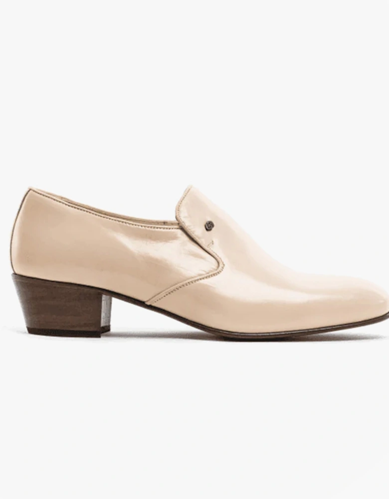 BILBAO Mens Soft Leather Plain Cuban Heel Shoes Ivory