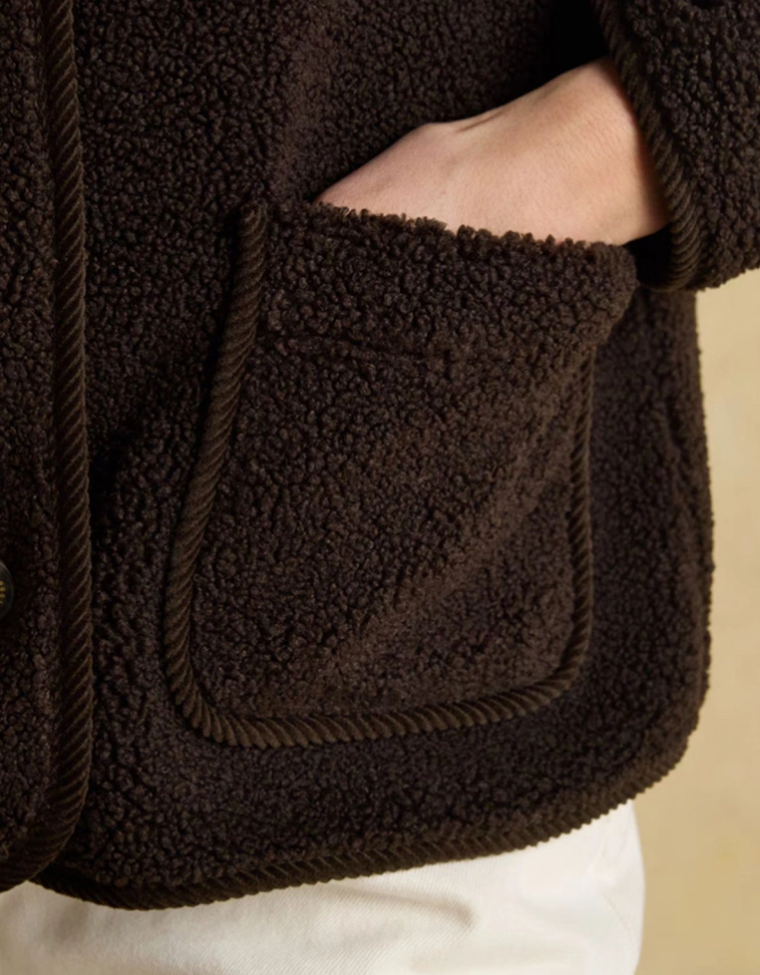 Sadie Womens Collared Fleece Jacket Chocolate Brown