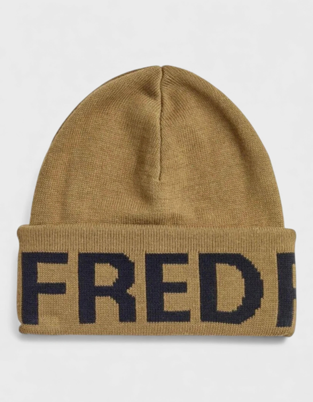 Men's Fred Perry Oversized Branded Beanie Shaded Stone Black - Brown - Size: ONE size,