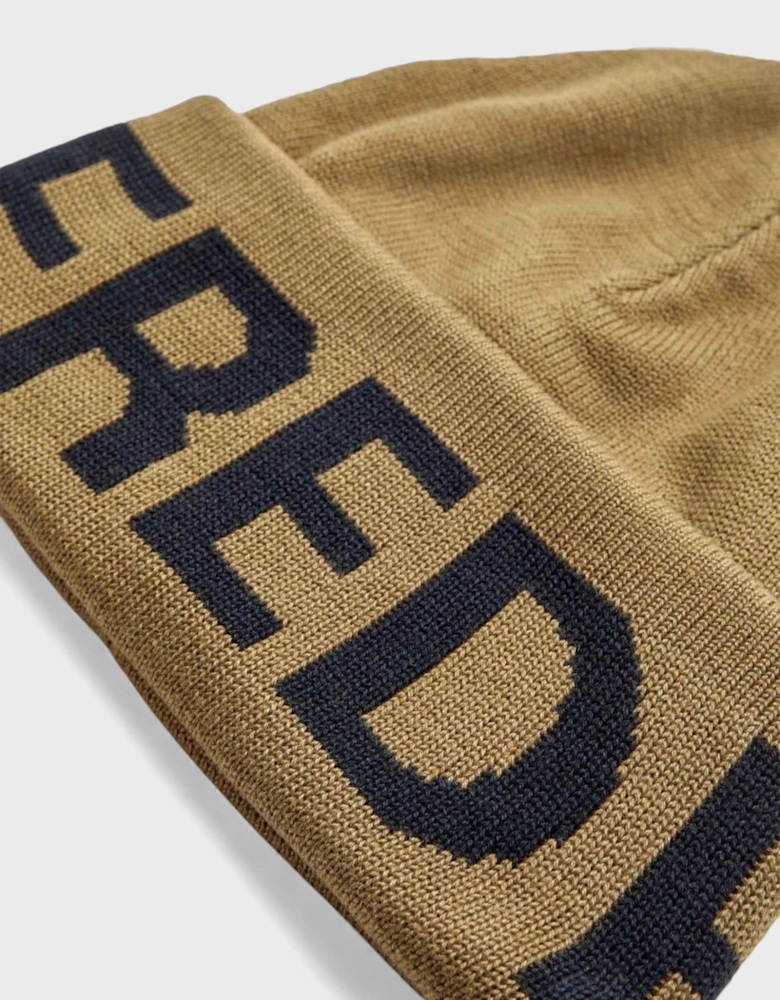 Oversized Branded Beanie Shaded Stone Black