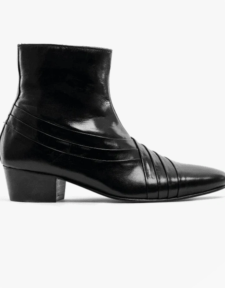 SALVATORE Mens Leather Cuban Heel Boots Black