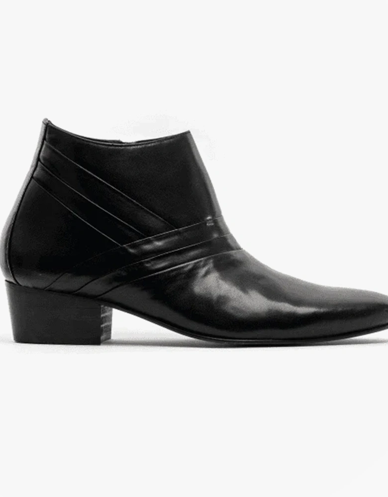 LUIGI Mens Leather Cuban Heel Shoes Black