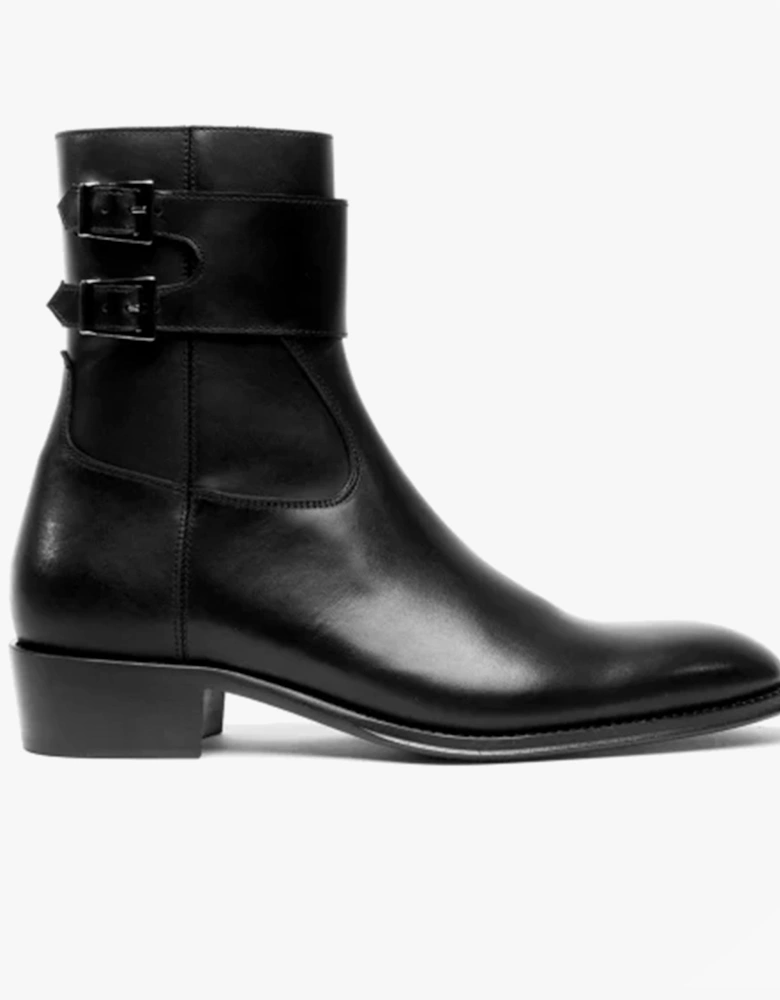 ANFIBIO Mens Leather Cuban Heel Boots Black