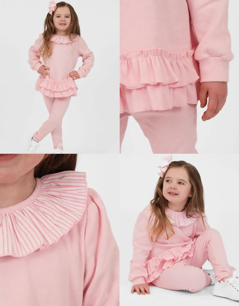 Girls Pink Ribbed ‘Leah’ Legging Set