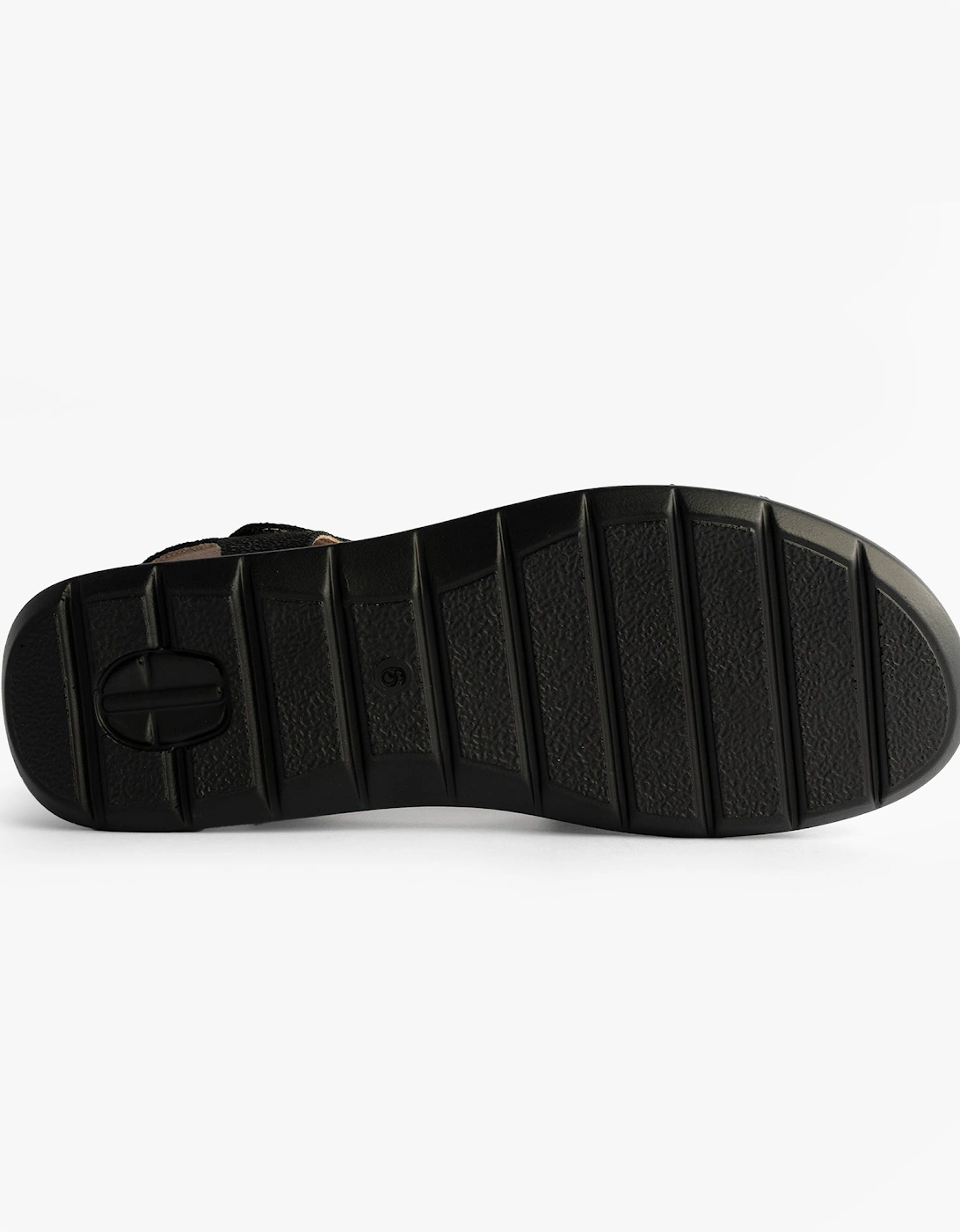 Womens Strapy Touch Fasten Sandals Black Shimmer