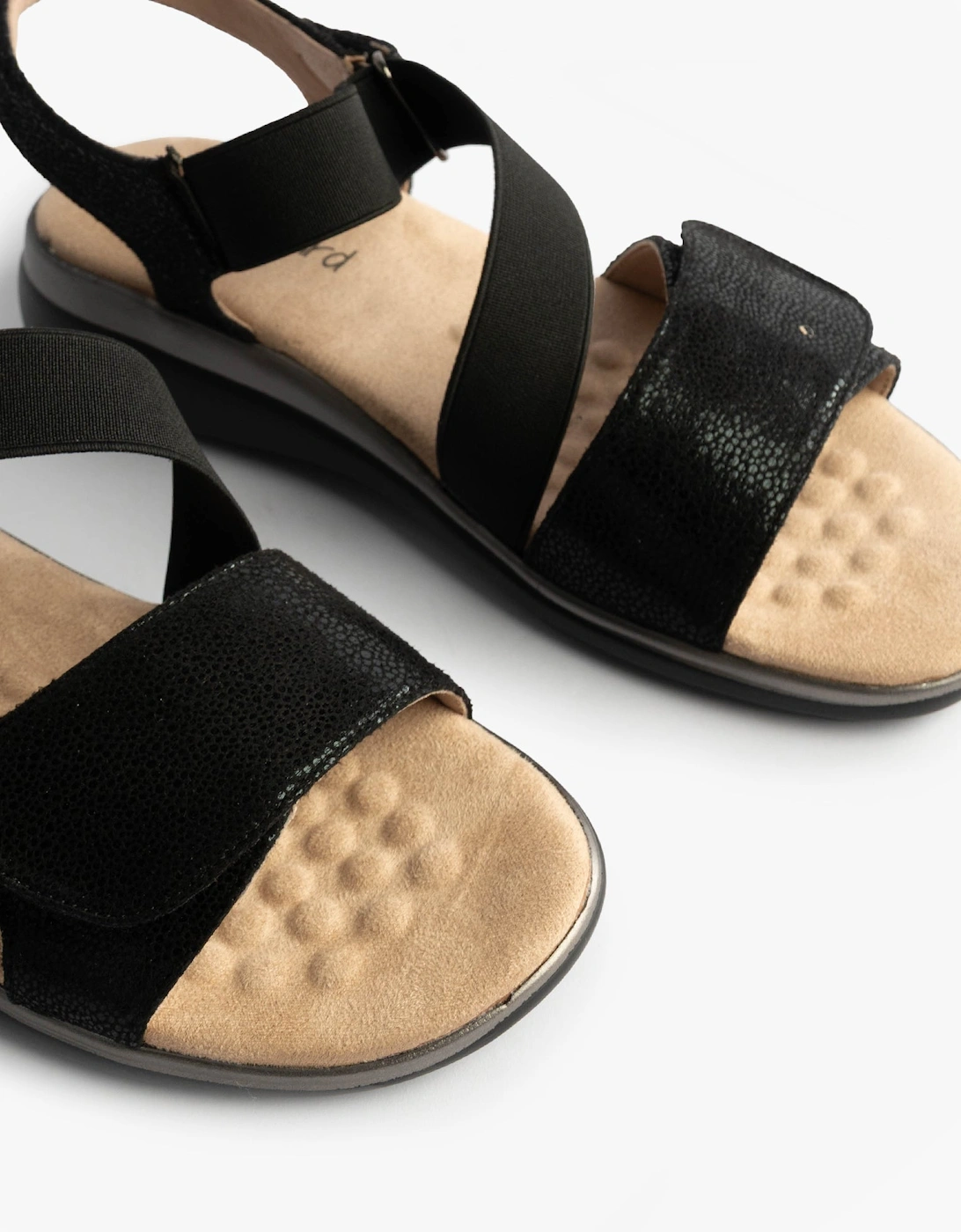 Womens Strapy Touch Fasten Sandals Black Shimmer