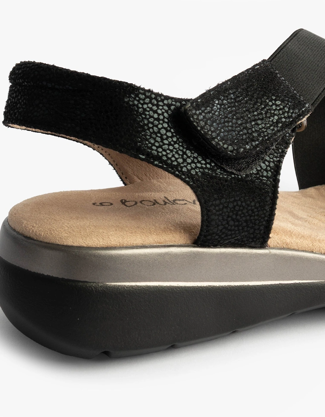 Womens Strapy Touch Fasten Sandals Black Shimmer