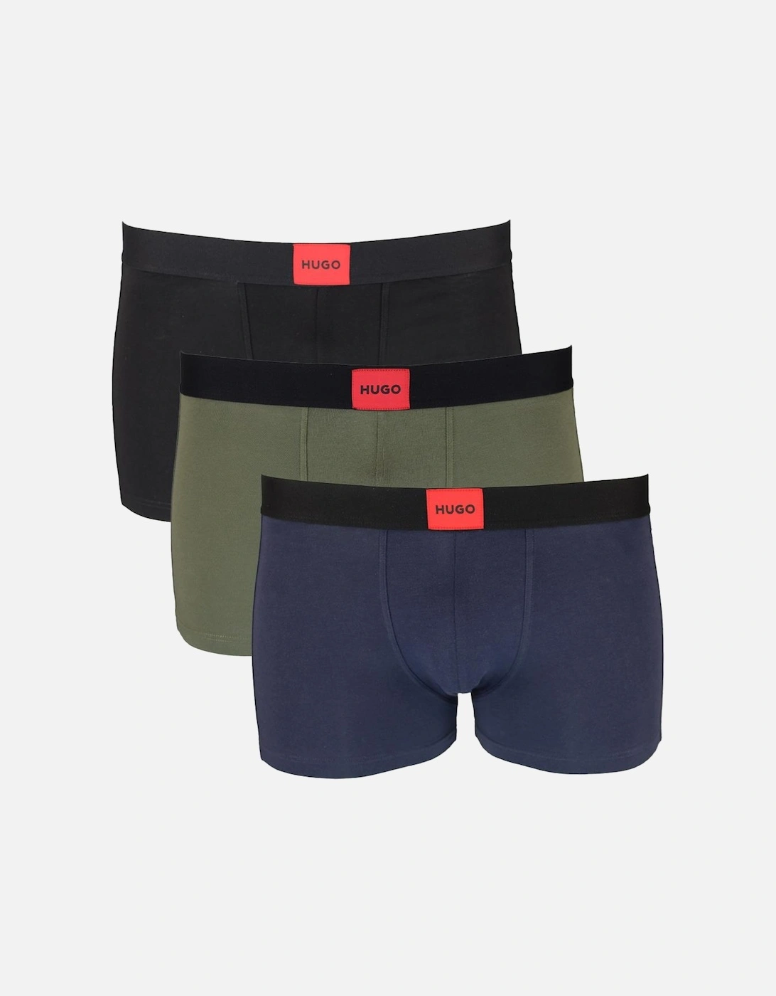 HUGO 3-Pack Logo Patch Galaxy Boxer Trunks, Black,Green, Navy, 3 of 2