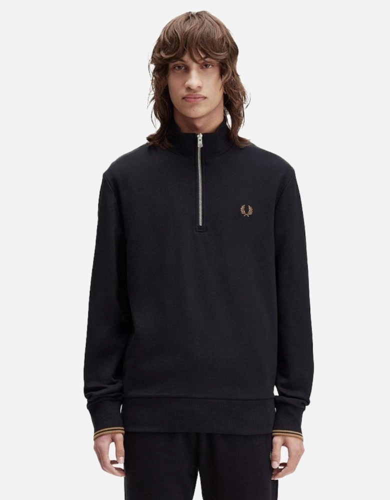 Half Zip Sweatshirt Black Shaded Stone