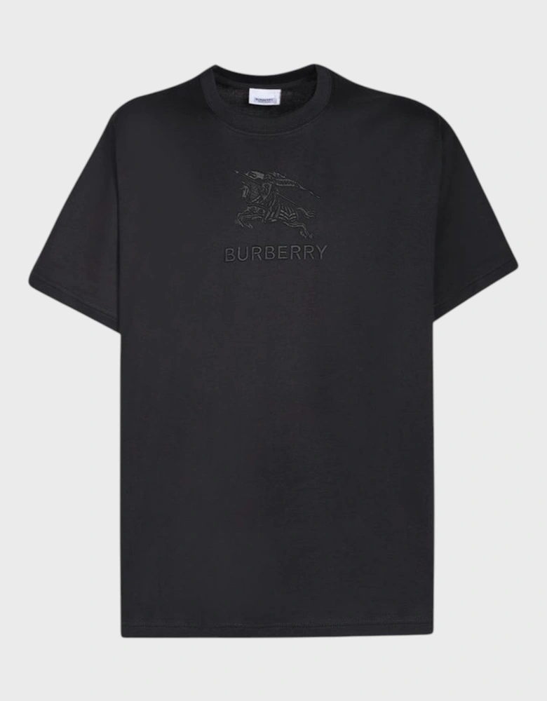 Cotton T Shirt Embroidered Black