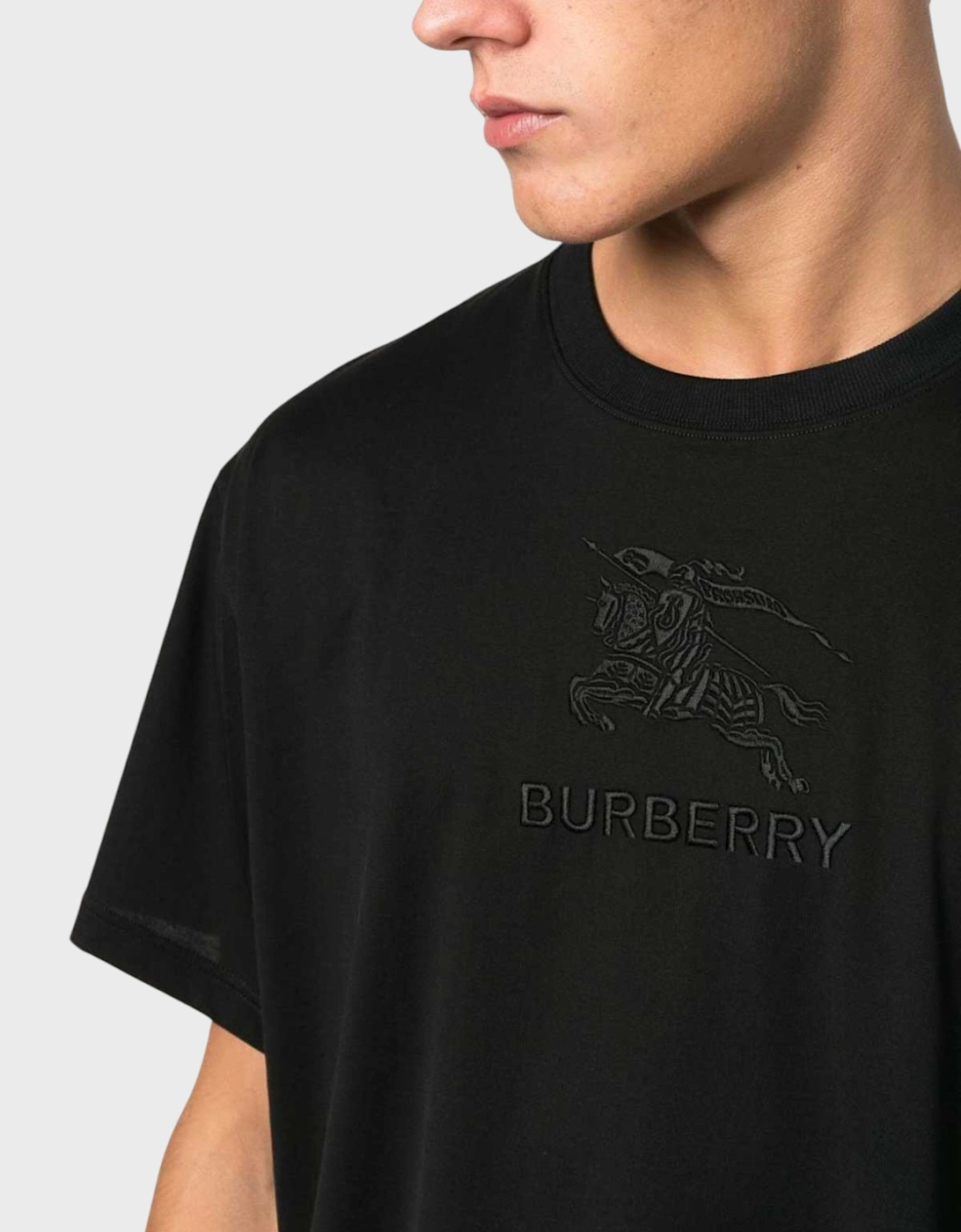 Cotton T Shirt Embroidered Black