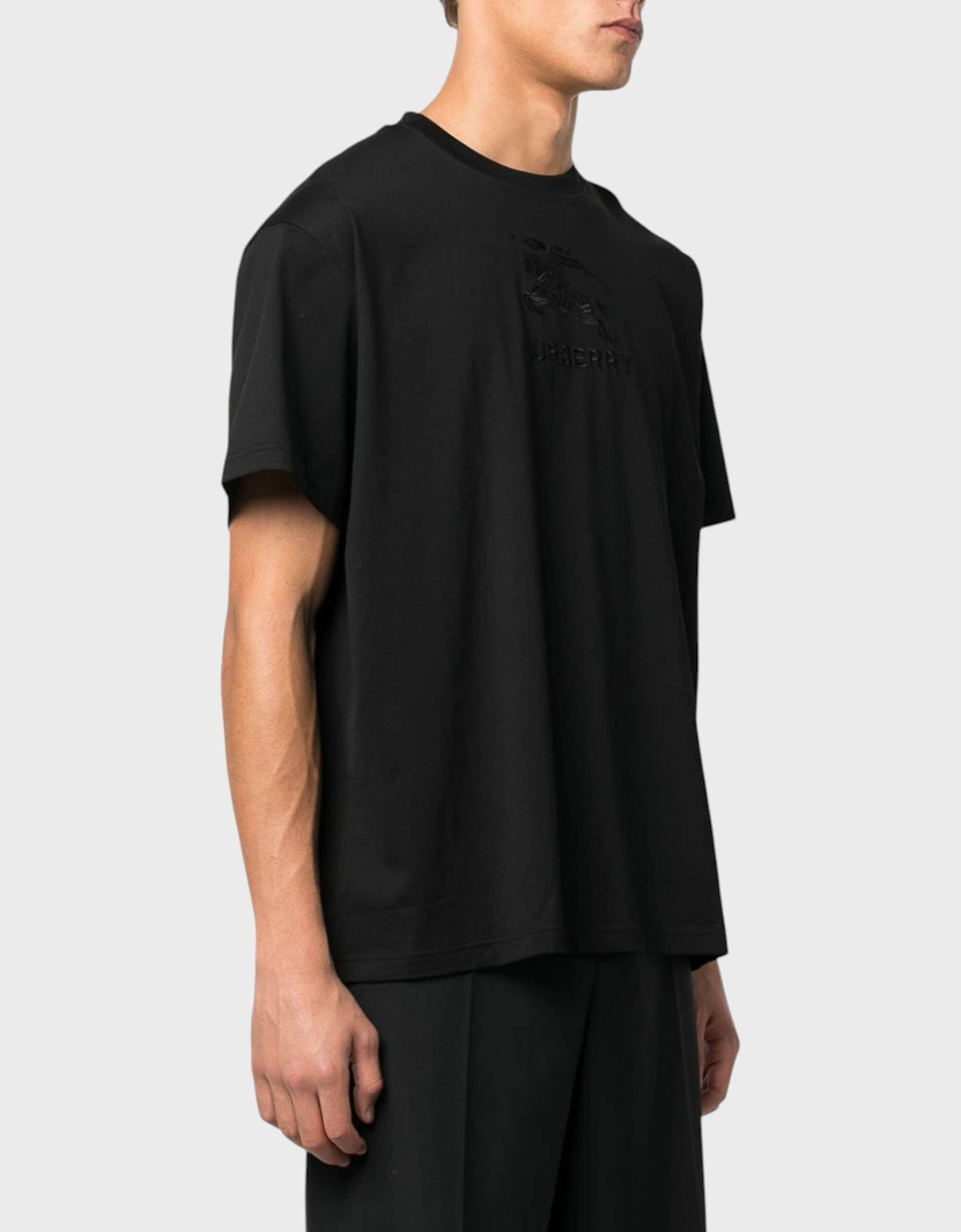 Cotton T Shirt Embroidered Black