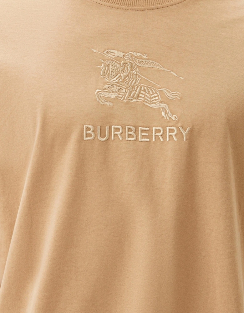 Logo Embroidered Cotton T-Shirt Soft Fawn