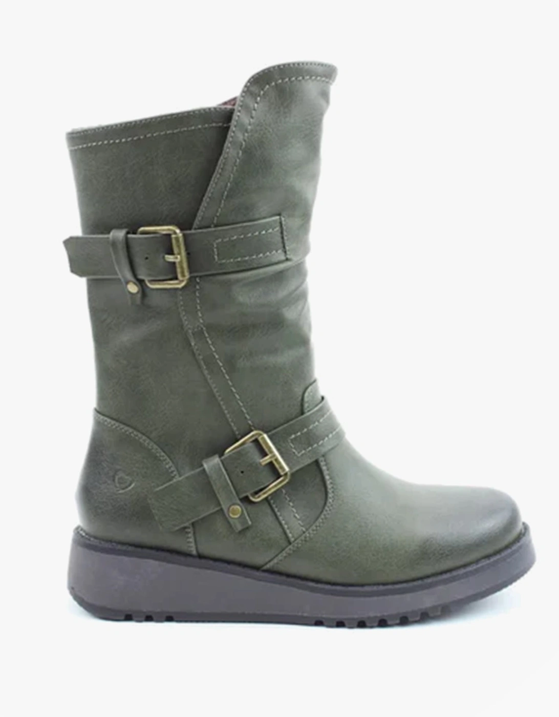 Women's Heavenly Feet HANNAH4 Womens Mid Calf Boots Khaki - Green - Size: 5