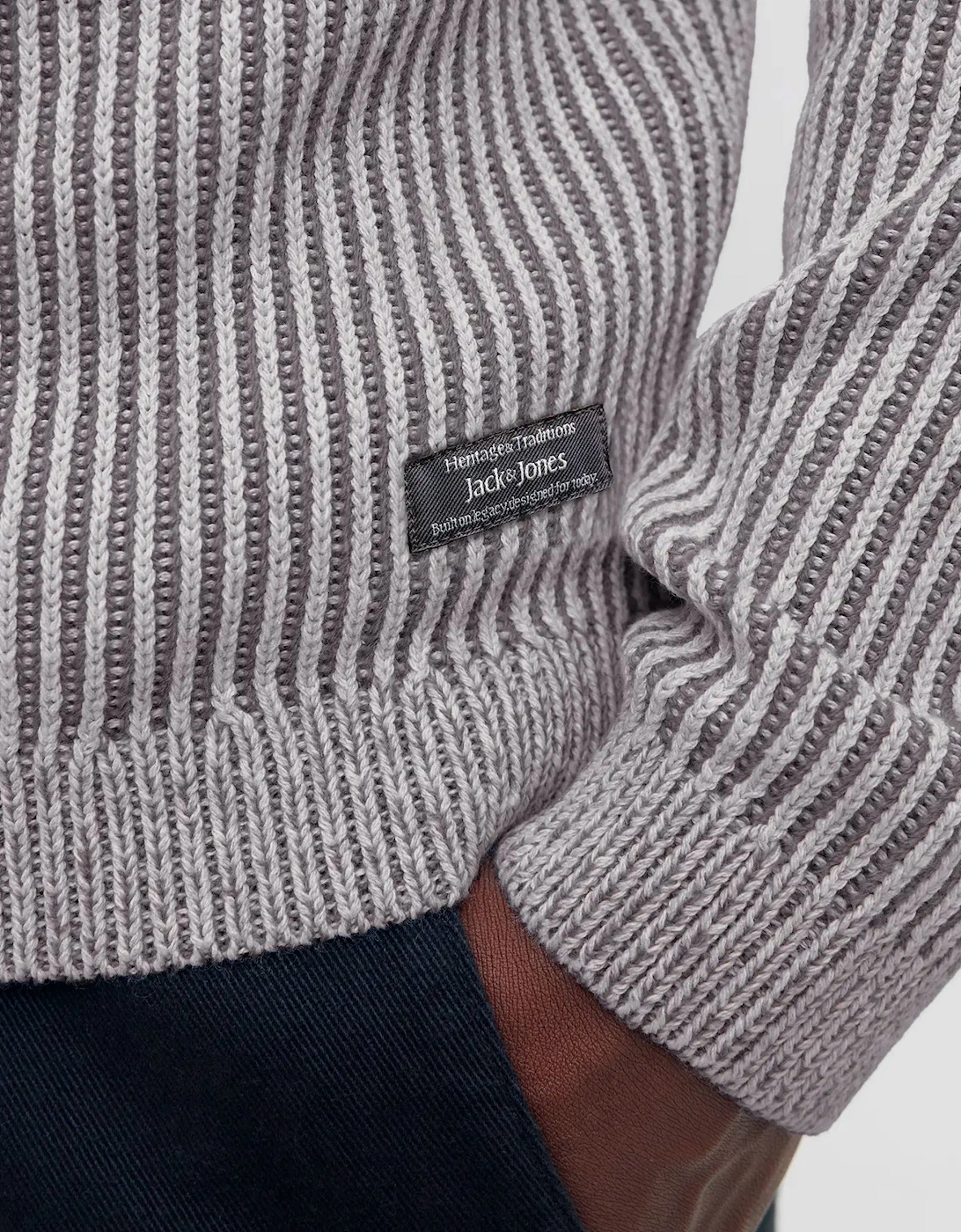 JJE Dover Knit Crew Neck Sweater – Light Grey Melange