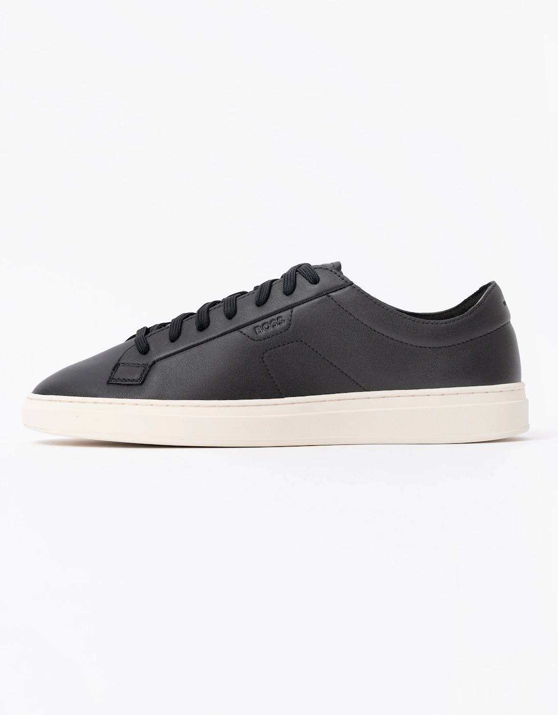 BOSS Orange Mens Kieran Low Top Trainers in Leather with Embossed Logo - Black 001