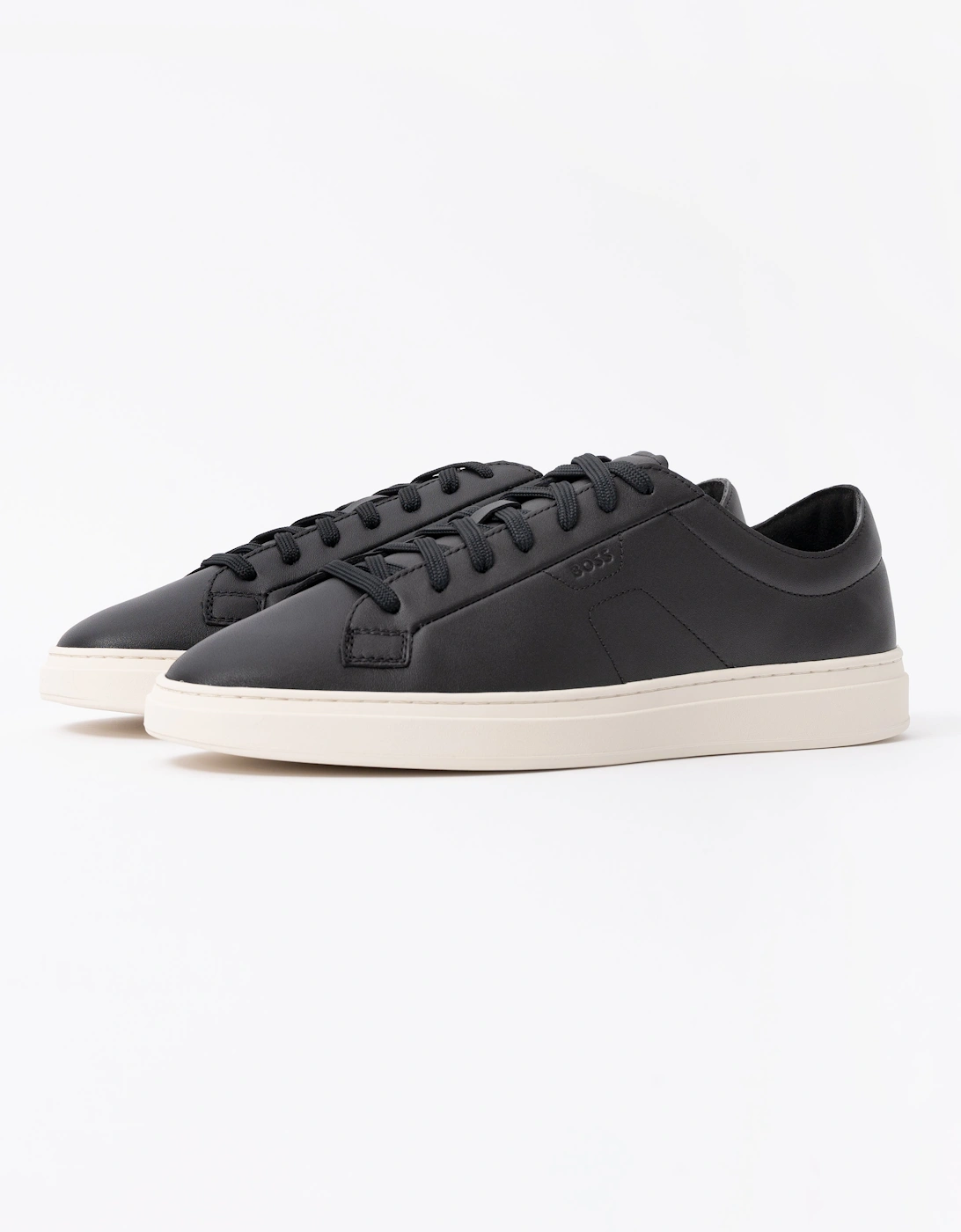 BOSS Orange Mens Kieran Low Top Trainers in Leather with Embossed Logo - Black 001, 6 of 5
