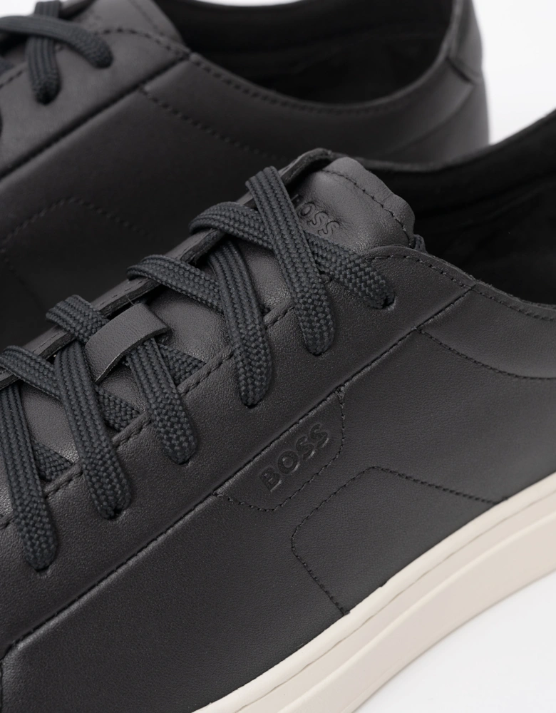 BOSS Orange Mens Kieran Low Top Trainers in Leather with Embossed Logo - Black 001