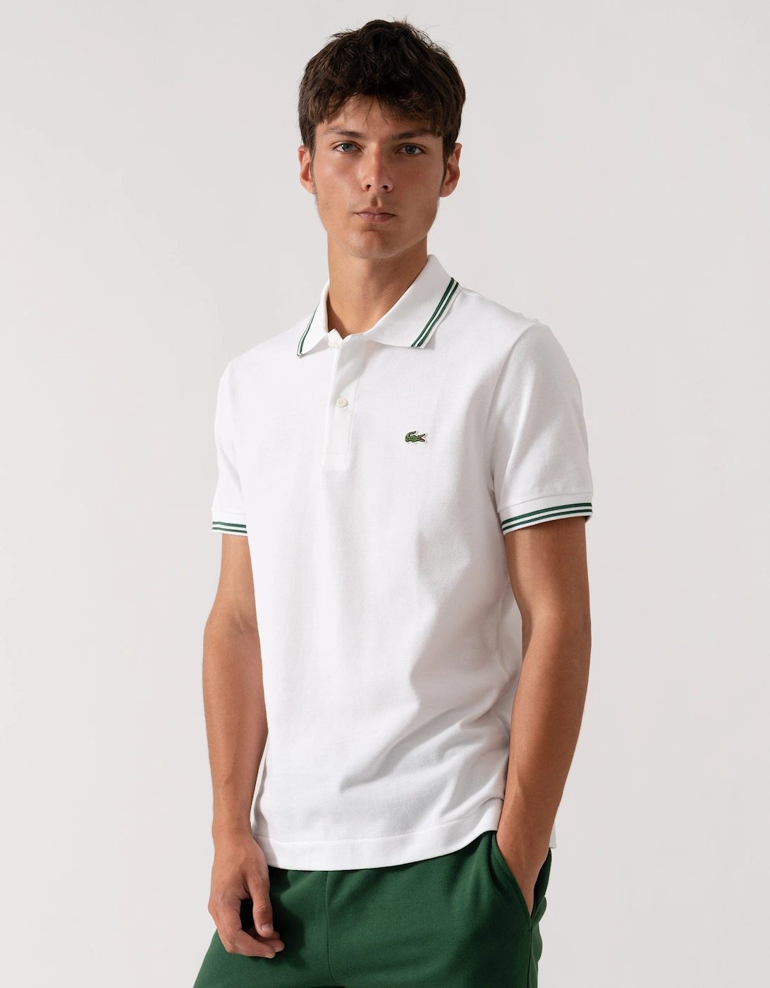 Lacoste Men's White Tipped Polo Shirt - 001 - Size: 38