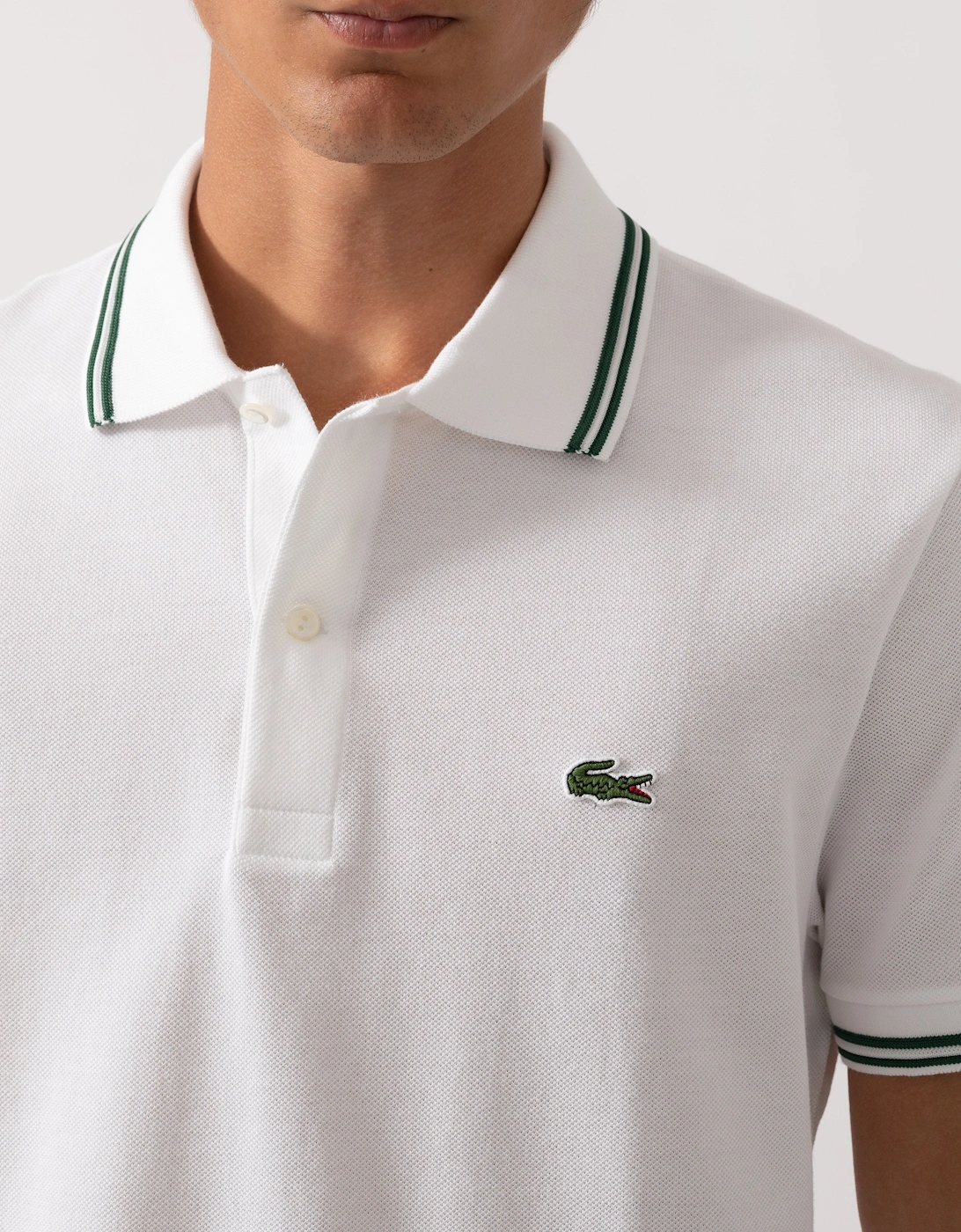 Mens Tipped Polo Shirt - White 001