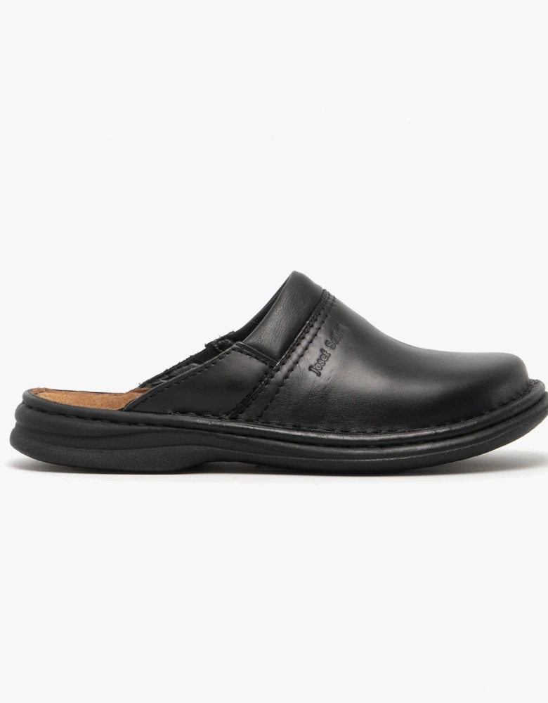 MAX Mens Leather Mule Clogs Black