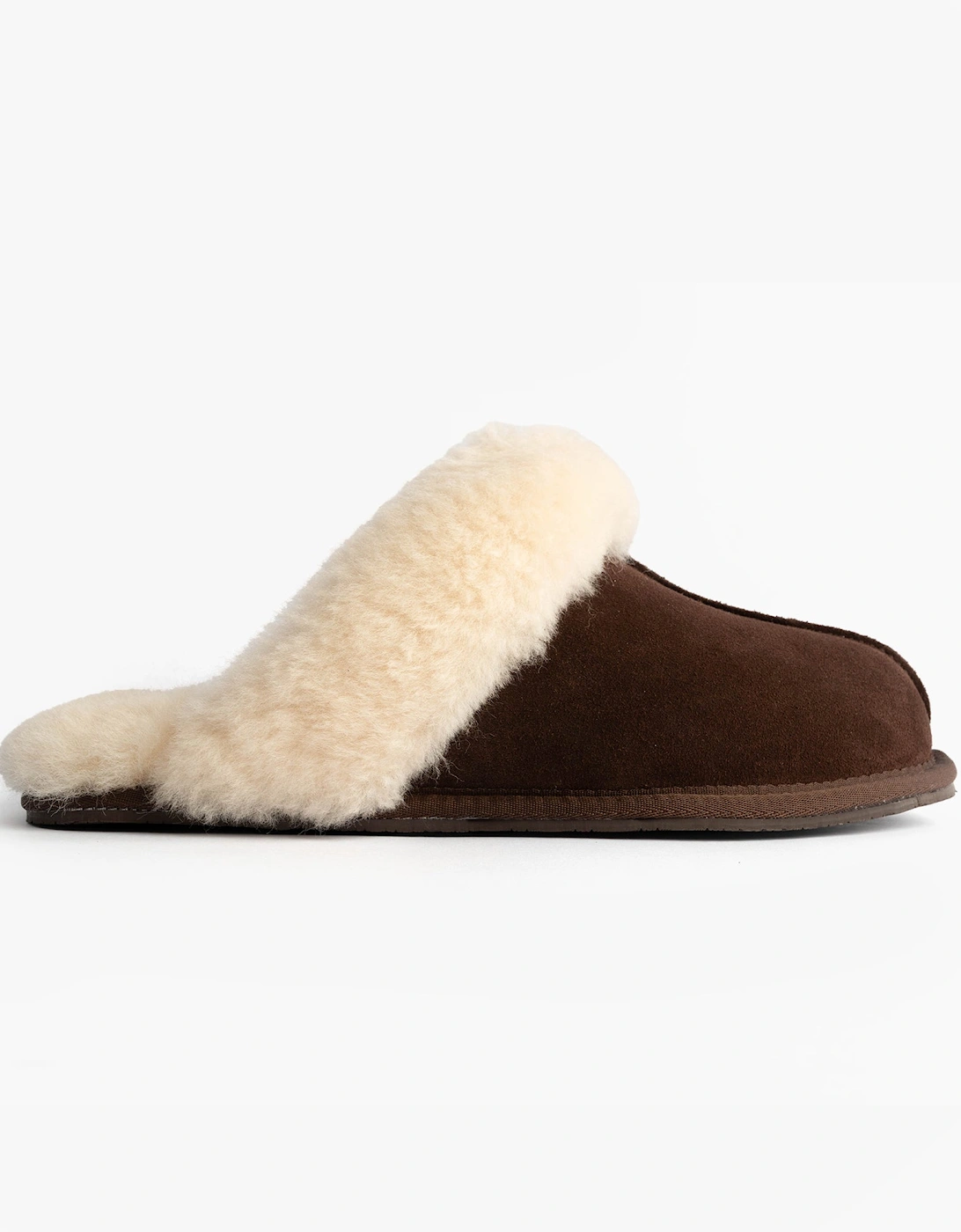 AYLA Womens Real Sheepskin Mule Slippers Espresso, 9 of 8