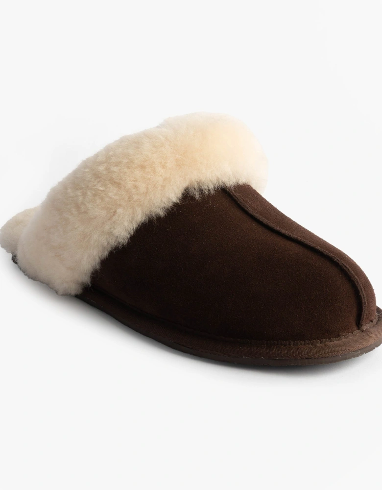AYLA Womens Real Sheepskin Mule Slippers Espresso