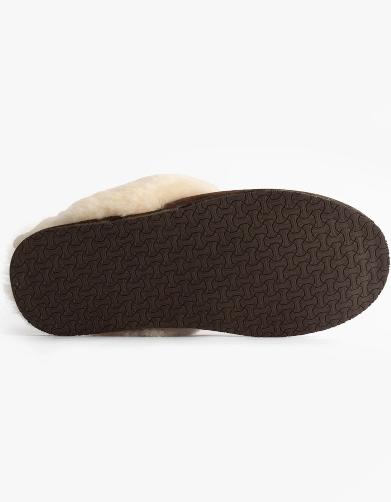 AYLA Womens Real Sheepskin Mule Slippers Espresso